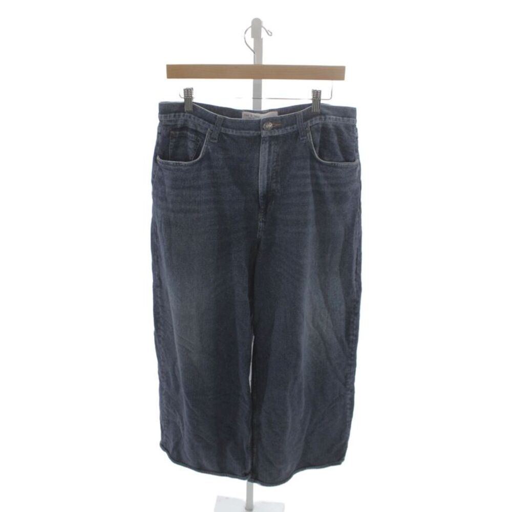 Rag & Bone Womens Wide-Leg Jeans Blue Button Cotton Size 33